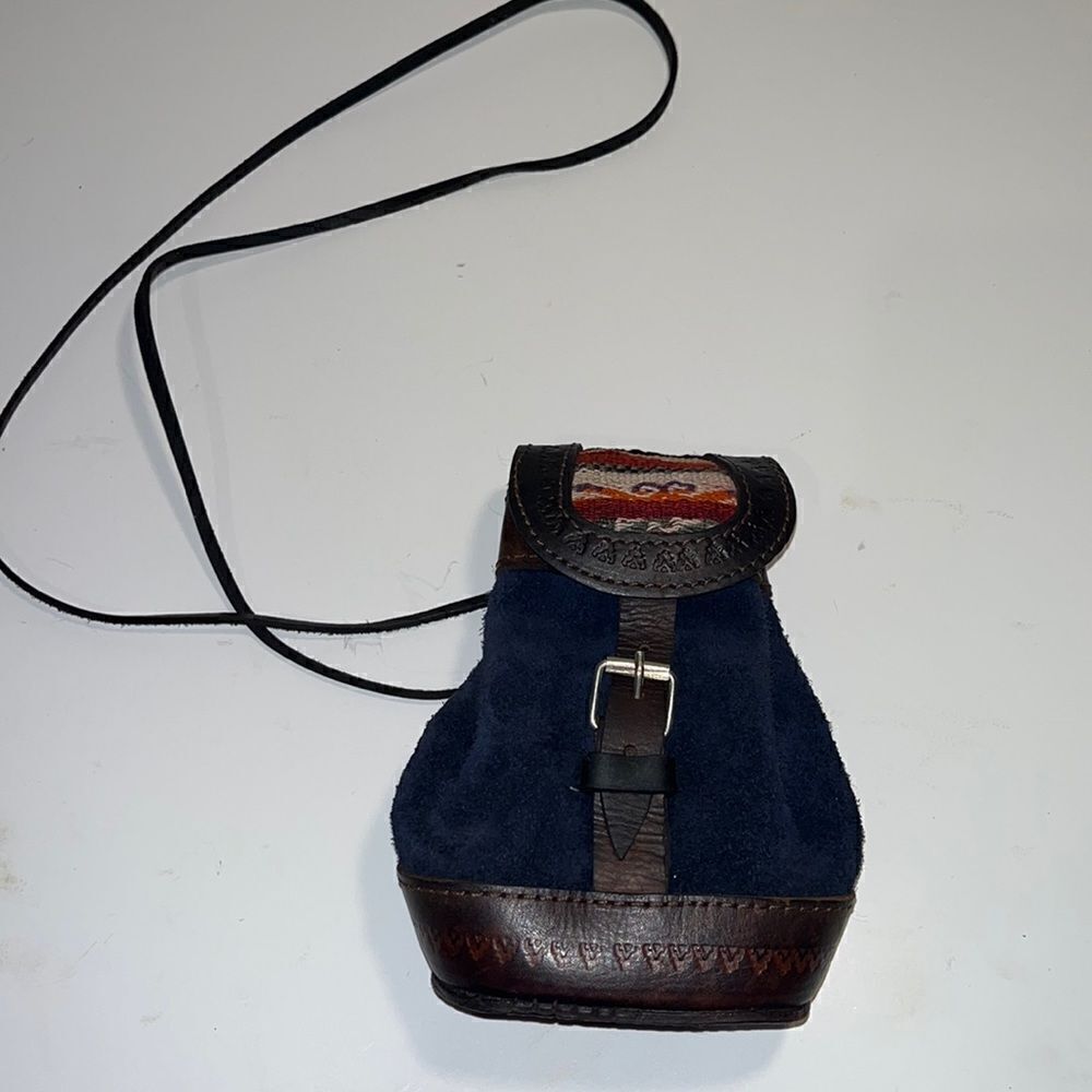 Vintage native leather and suede handmade mini bag